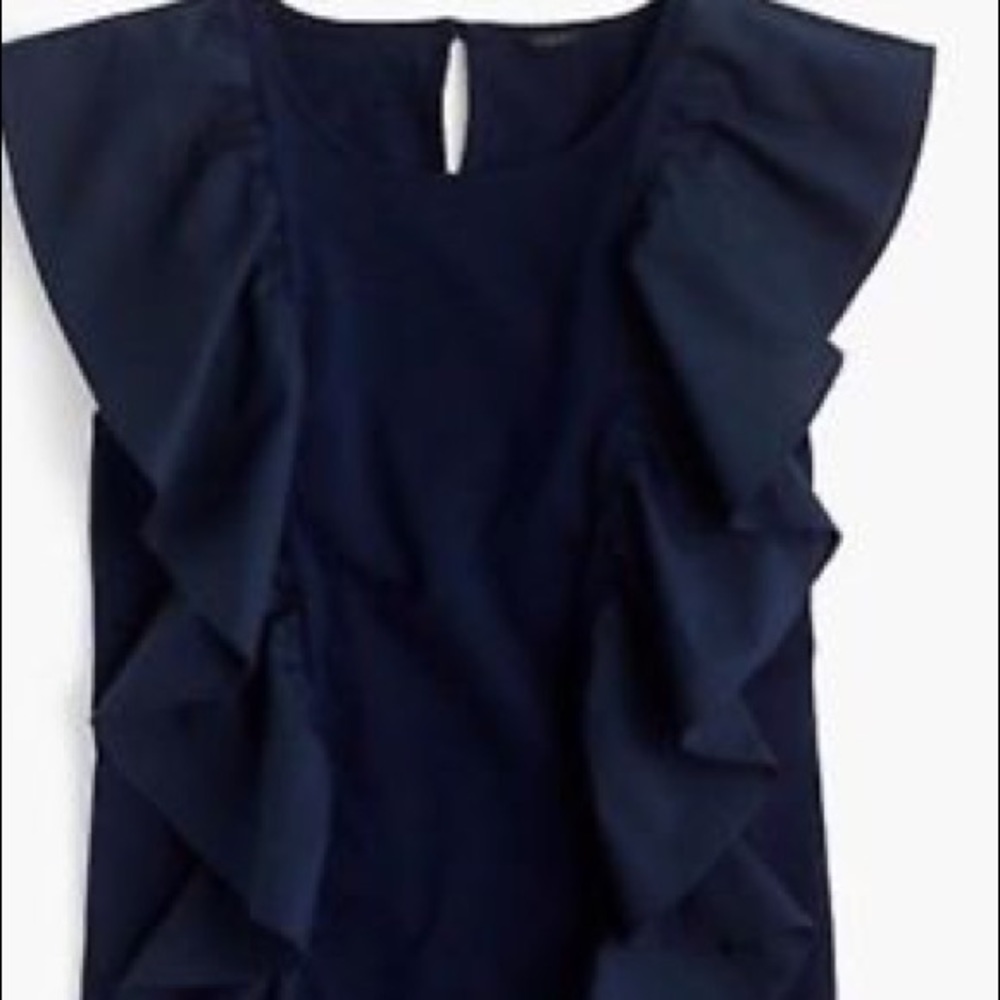 J. Crew Ruffle Front Top—Navy - Picture 5 of 5